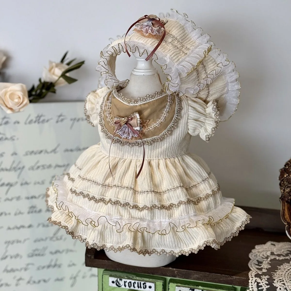 40 cm 10 cm 15 cm 20 cm Baumwolle Puppenkleidung, cremefarbenes 55 cm wiedergeborenes Puppenkleid kostenloser Versand