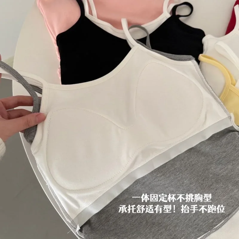 Summer new Spice Girl fake two pieces contrasting color splicing pleats with chest pad versatile slim sports sleeveless top wome