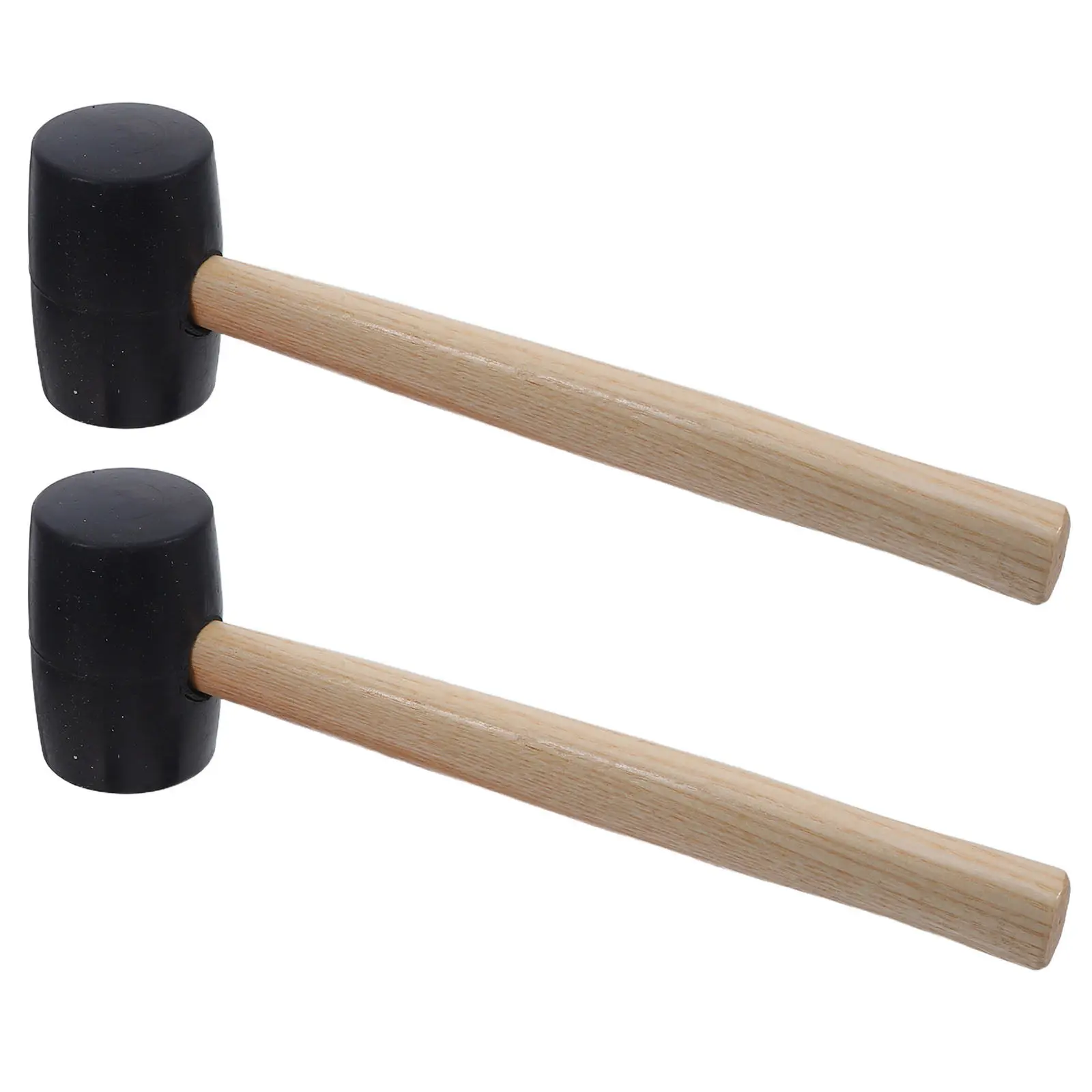 2Pcs Rubber Mallet Hammer Wood Handle Firm Construction Lightweight Camping Tent Stakes Mallet Flooring Tool Soft Nonmarring