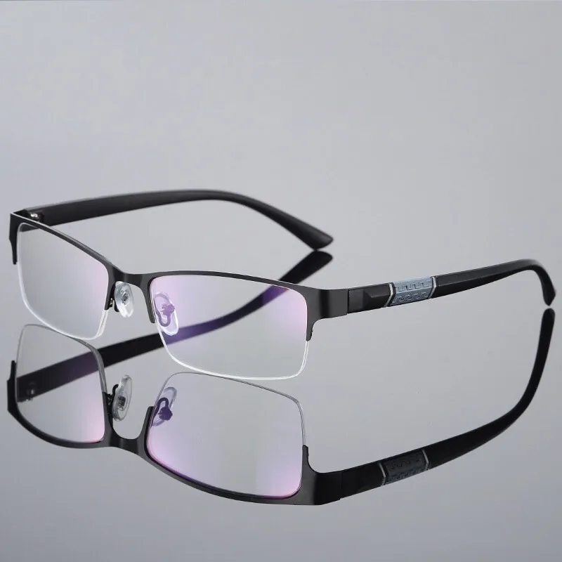 Anti Blue Lesebrille Herren Retro Metallrahmen Quadratische Presbyopiebrille für Unternehmen – Detail 5