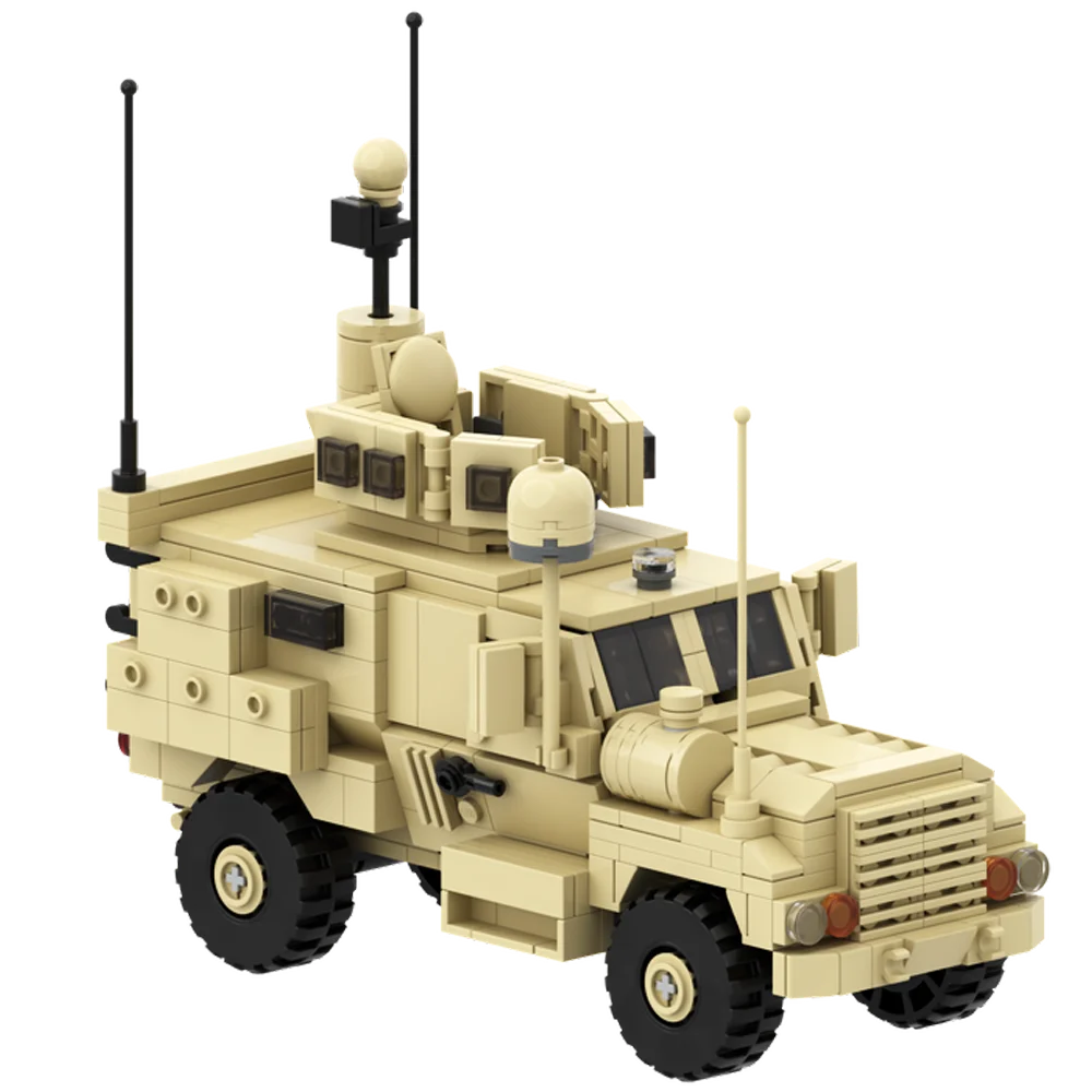 Gobricks pojazd wojskowy seria MOC-67376 4x4 MRAP zestaw modeli do składania czołgu MOC klocki edukacyjne dla dziecka prezent urodzinowy