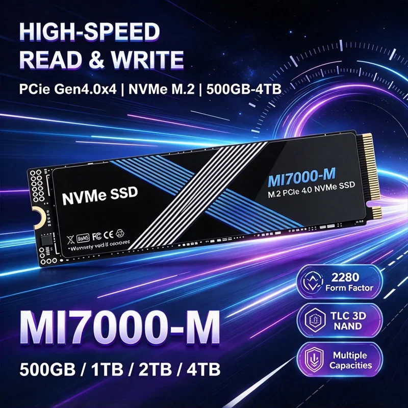 MI7000-M SSD PCIe Gen4 NVMe M.2 SSD 1TB 2TB 4TB Armazenamento de Alta Velocidade para Jogos Compatível com PS5 Laptop PC OEM Original
