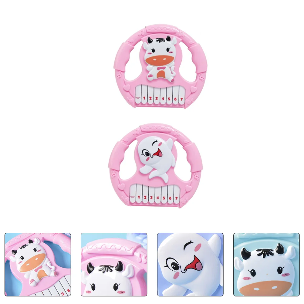 

2 Pcs Children's Electronic Organ Kids Piano Gift Cartoon Musical Toy Early Educational Abs Keyboard Plaything
