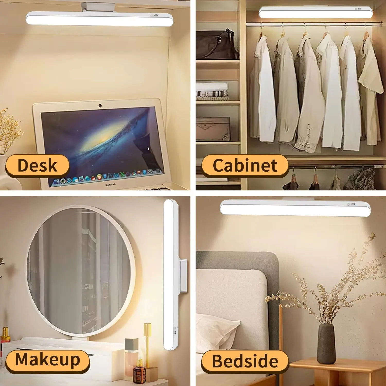 Luz recargable para dormitorio, lámpara colgante de escritorio de lectura magnética, Control remoto LED, atenuación continua, luz de armario, lámpara de noche de mesa