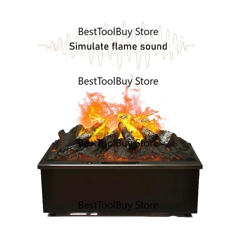 

Realistic Electric Fireplace Remote Control Water Vapor Flame Effect Built-In Installation Dimmable Light Log Household Metal