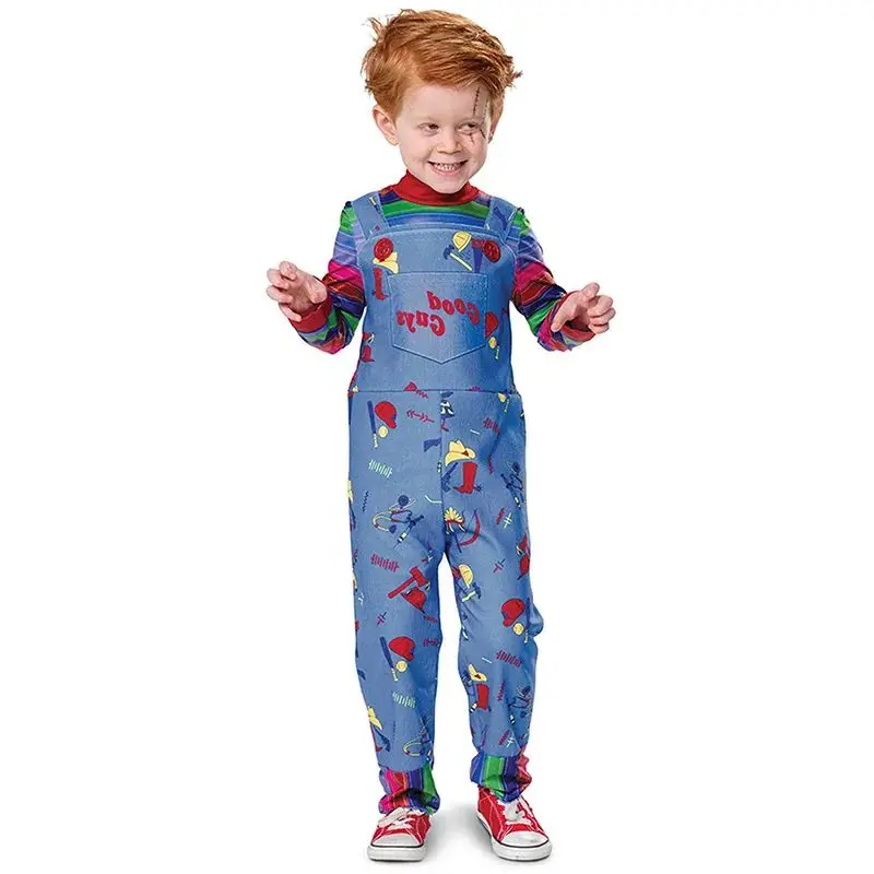 Boys 2pcs Sets Chucky Jumpsuits Tops Movie Horror Child Play Carnival Kids Outfits Toddler Boys Clothing Easter Birthday Gift