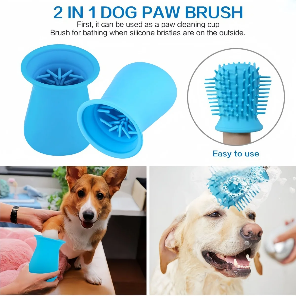 Silicone Dog Foot Washing Cup, Bath Cleaning Products, High-Density Teeth, 1Pc