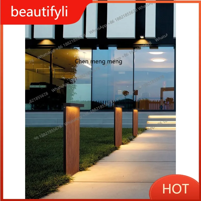 

L6080 Outdoor solar lawn light waterproof courtyard aisle light outdoor modern simple villa garden wood grain grass light