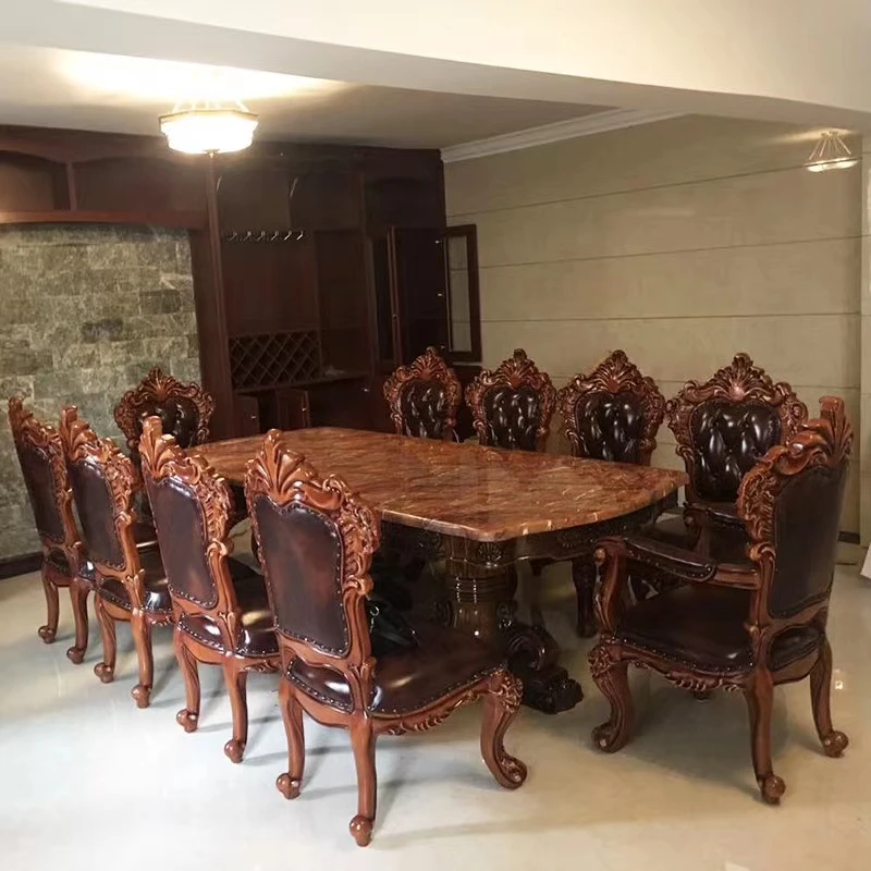 Modern High Quality Dining Room Chair Dining Table with Marble Modern Furniture Home Furniture Marble and Wooden 3 Years 1set