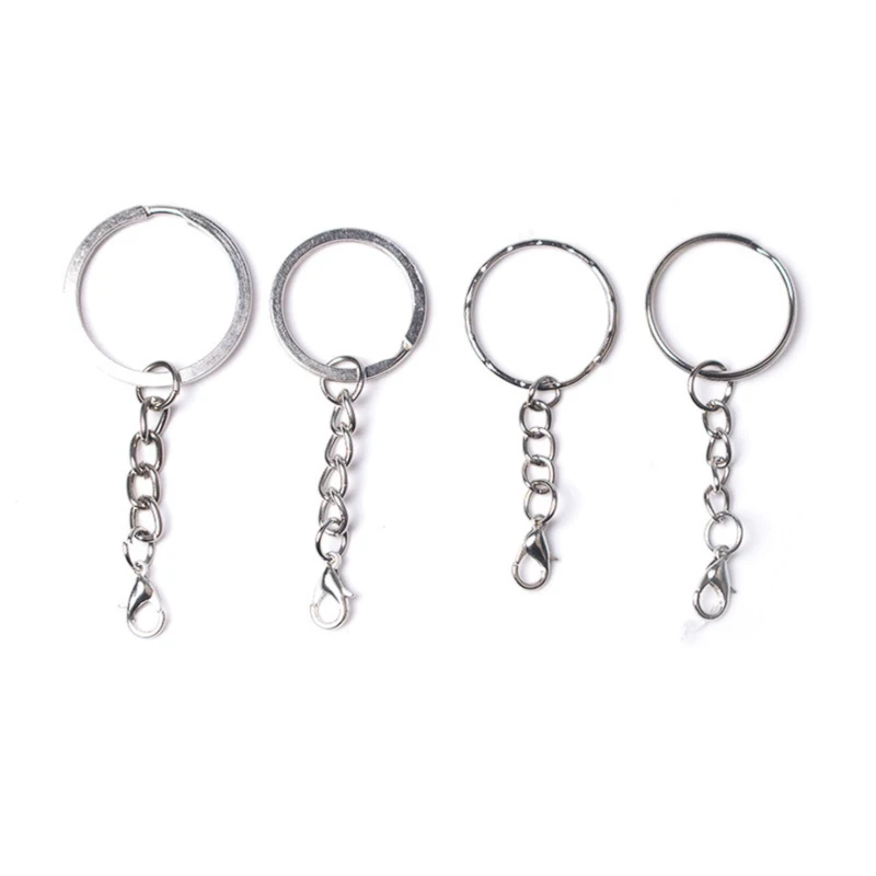 20pcs/lot  lobster clasp Hooks Pins Keychain Split Ring Key Chains Keyrings DIY Retro Fashion Keychains Accessories