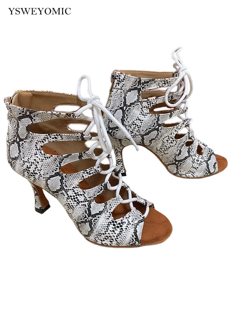 Snake Leather Zapatos de baile latino Dance Shoes Latin Salsa Dance Shoes Woman Soft Sole Wedding Shoes Dance Party Shoes Heels