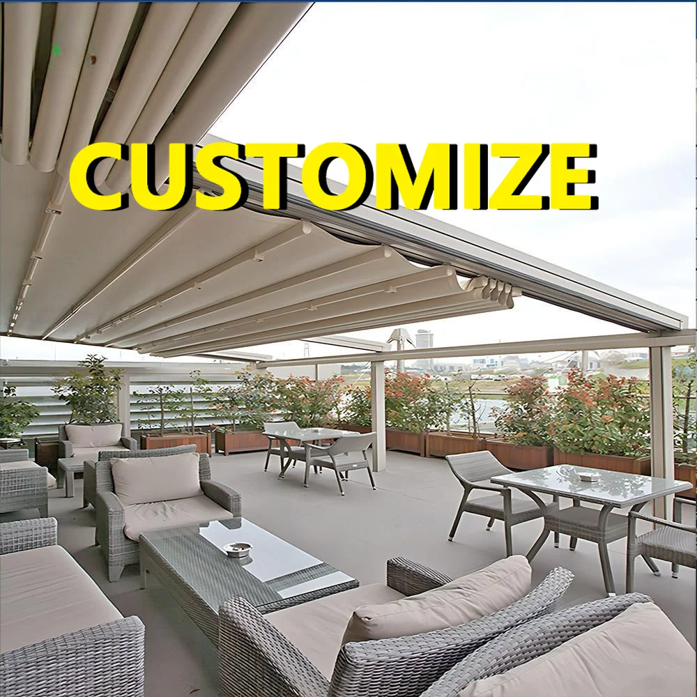 Any Size Custom Outdoor Living Leisure Aluminum Bioclimatic Pergola Kit Remote Control Waterproof Windproof Yard Patio Sun Shade