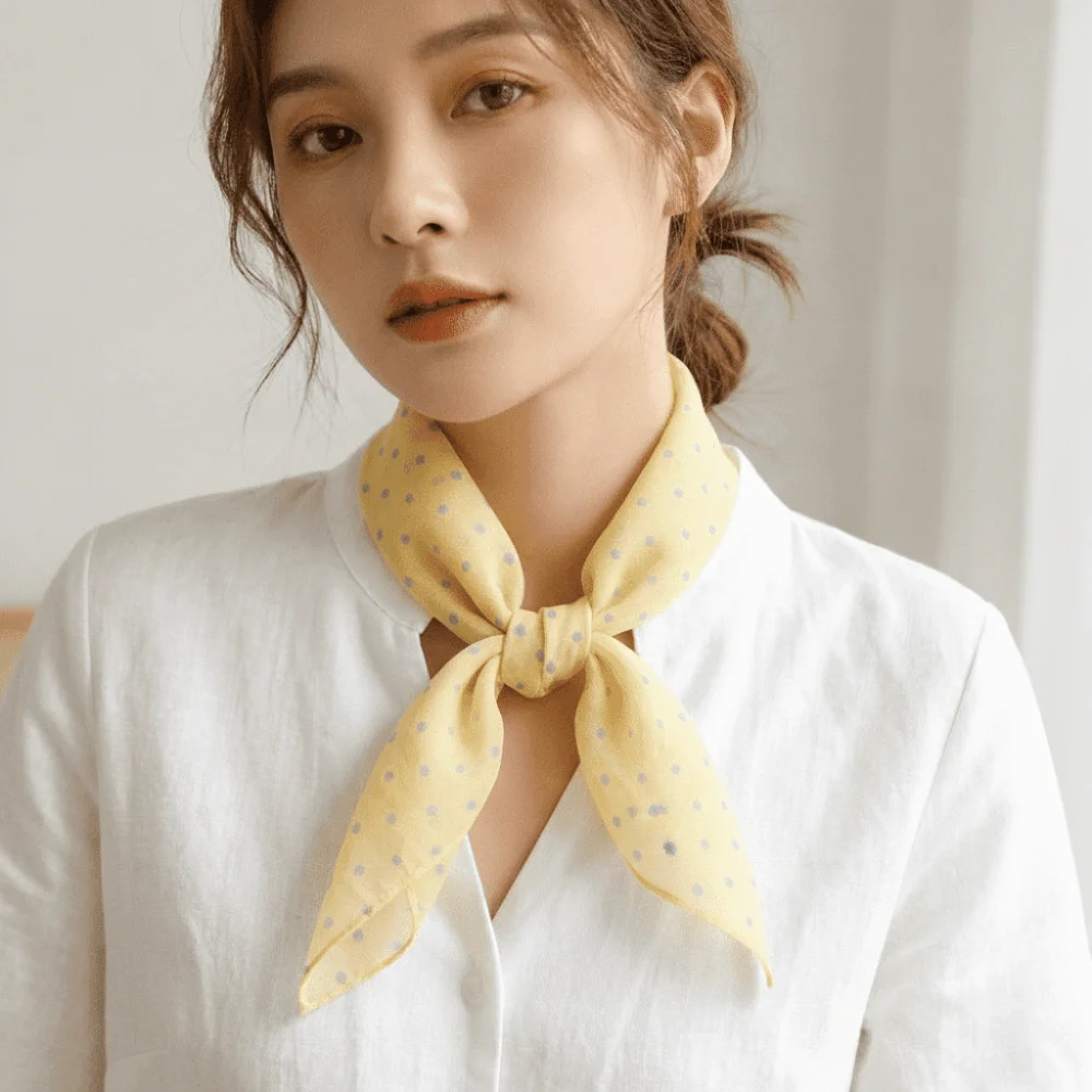 

New Style Lightweight Polka Dot Headscarf Multi Color Soft Square Scarf Breathable Headwrap Neckerchief Daily Use