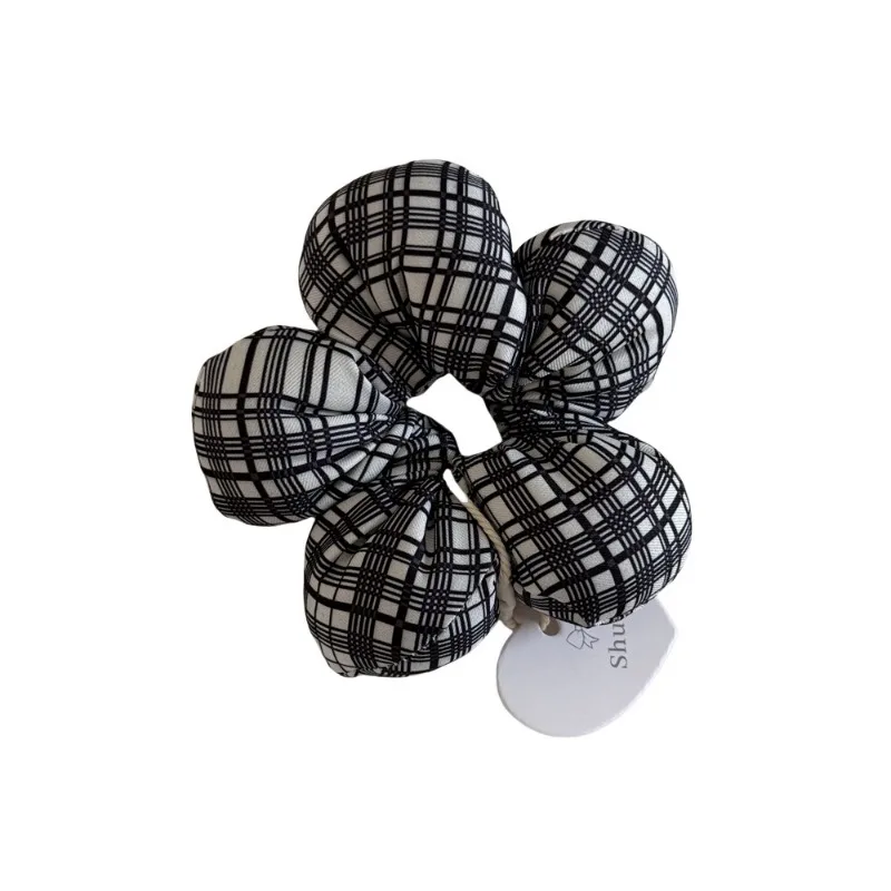Black filled cotton cute little flower hair band polka dot bow plaid intestine ring headrope new hair accessories