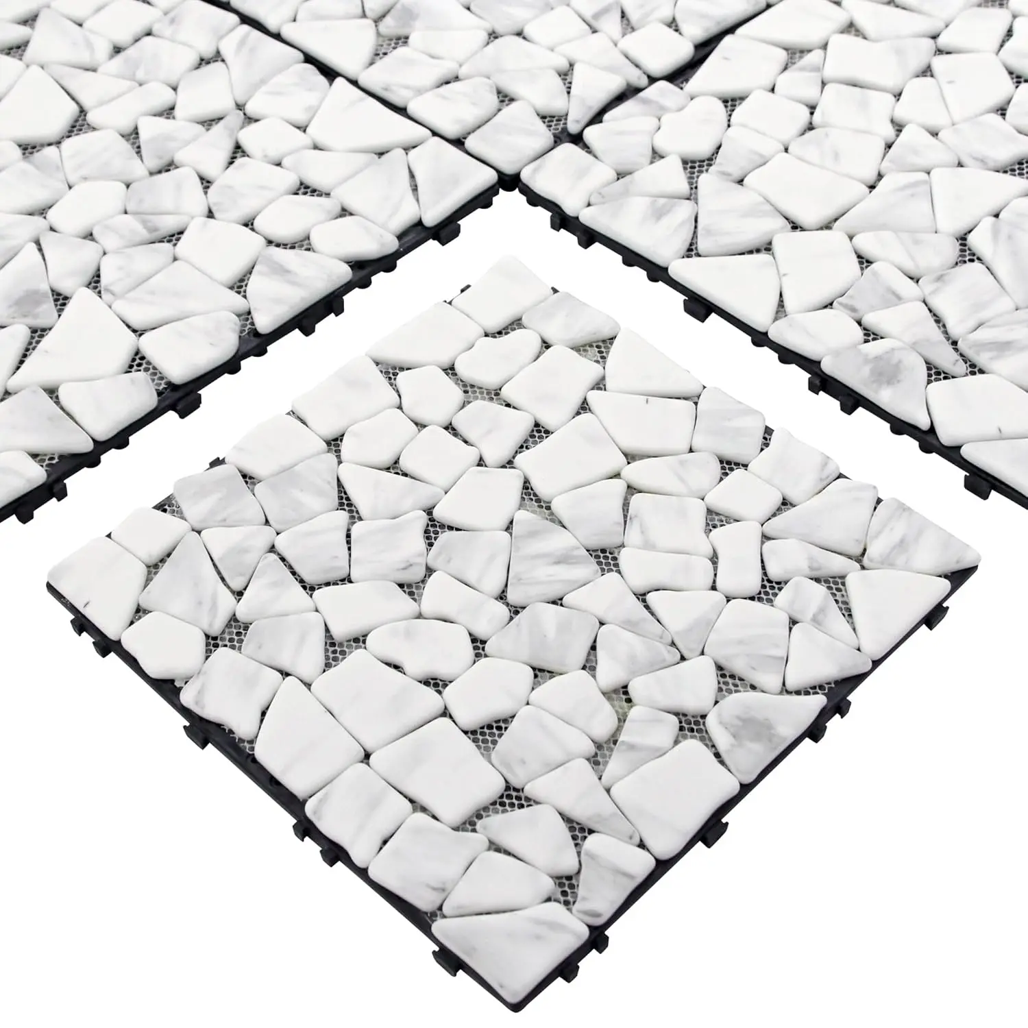 

4 шт. натуральных плиток для террасы из гальки, 12'x12', из переработанного стекла, имитация мрамора, водонепроницаемые, для патио