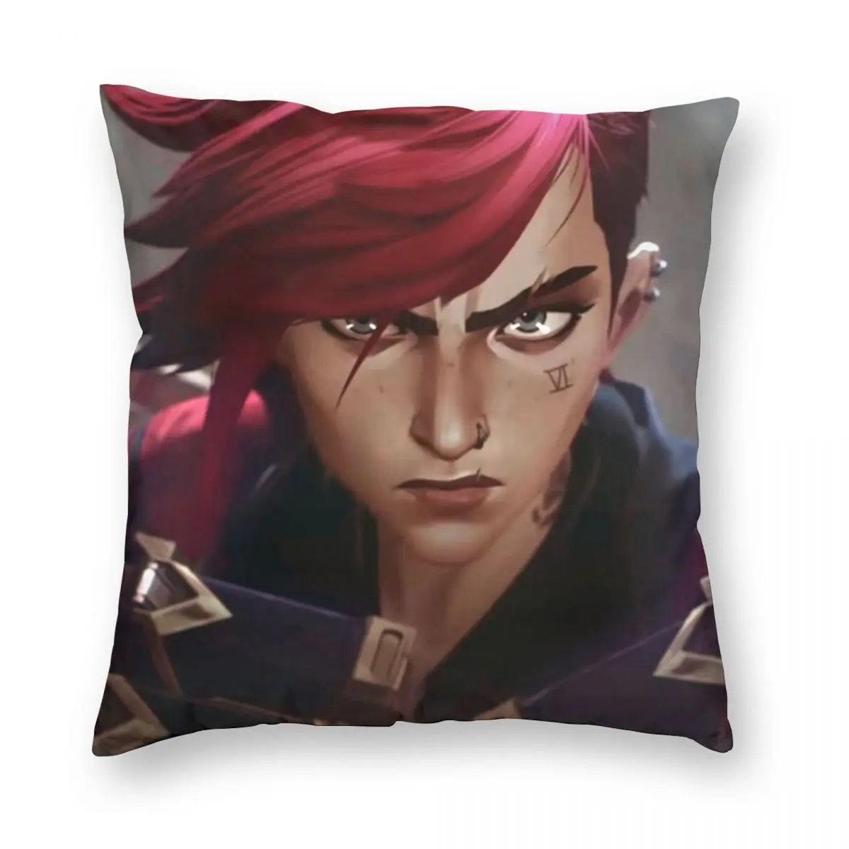 VI ARCANE League of Legends Pillowcase Polyester Linen Velvet Creative Zip Decor Pillow Case Sofa Cushion Case