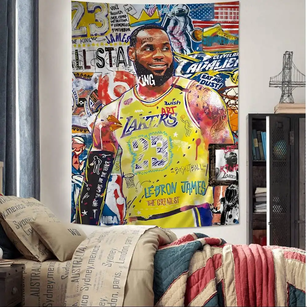 Famous Basketball Players Celebrity Graffiti Anime Tapestry Art Science Fiction Room Home Decor Wall Art Decor