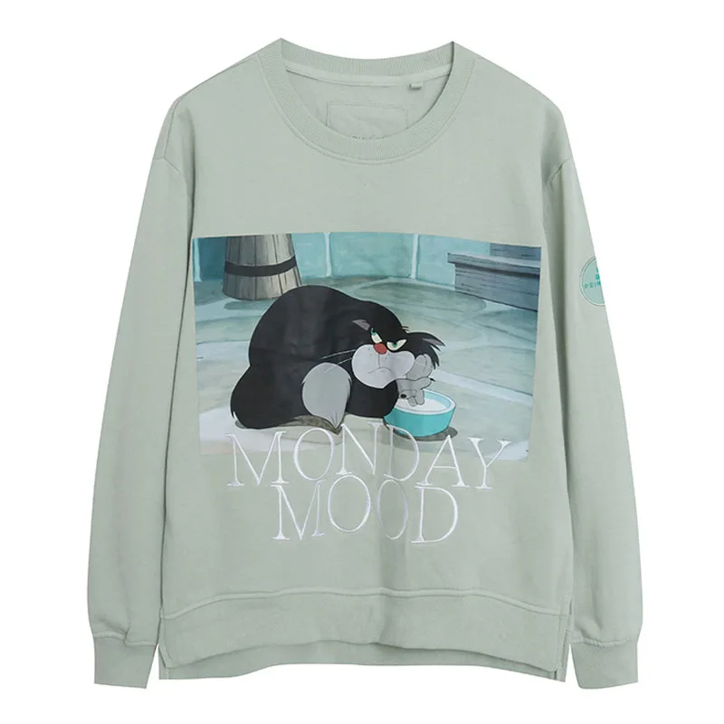 Disney Princess Cinderella Snow White Sweatshirt Women Casual O Neck Fleece Pullover Tops Lucifer Dumbo Stitch Cartoon Jumper