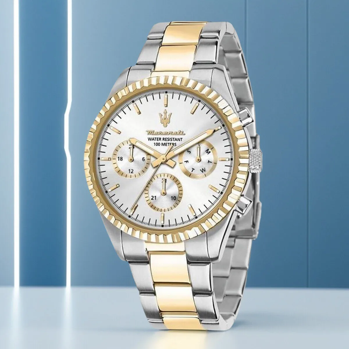 ساعات مازيراتي الأصلية للرجال موضة الذهب الفاخرة الاتجاه شي يينغ ساعة الأعمال الأوروبية والأمريكية الذهب الأزرق R88531000