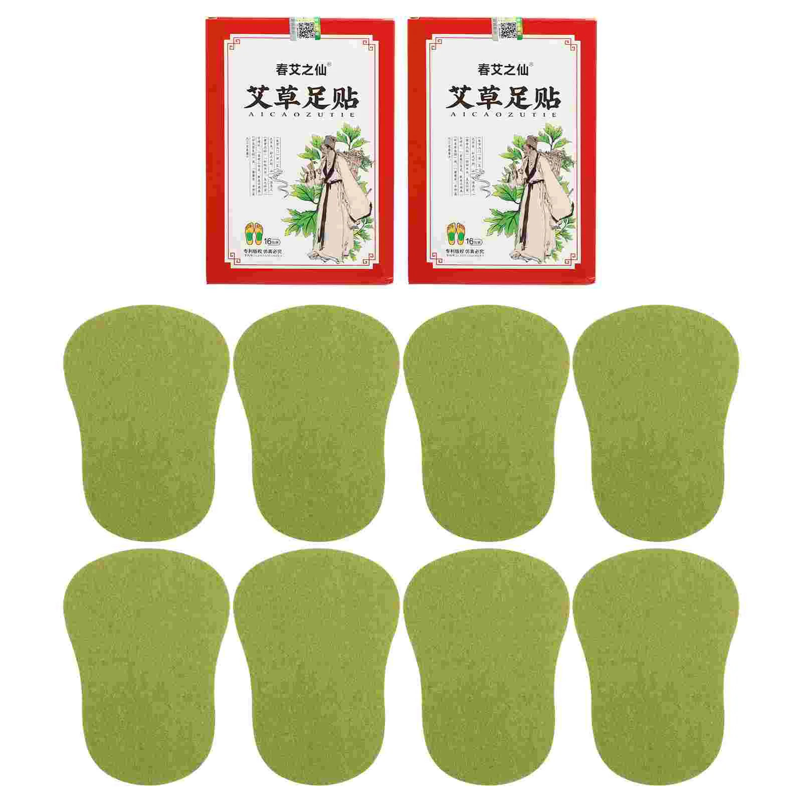 32 Pcs Foot Patch Wormwood Pads Floor Mat Mugwort Relieving Fatigue Sticker Green Warm