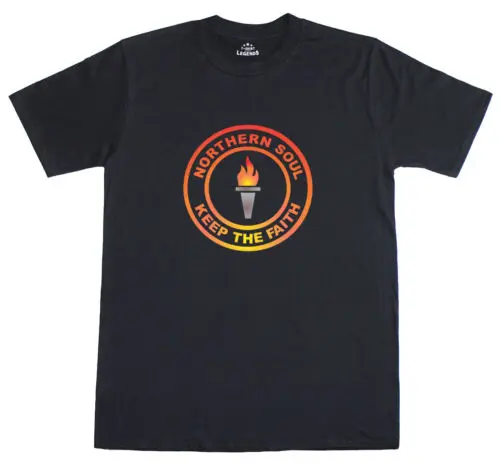 T-shirt pour hommes Northern Soul rétro Keep The Faith Logo 100% coton haut