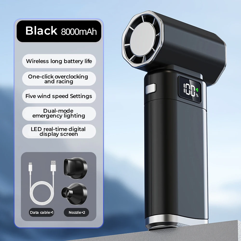 8000mAh Multipurpose Jet Fan Cordless Computer Cleaning Blower Tool Air Jet Blower 650000RPM Strong Blowing With Power Display