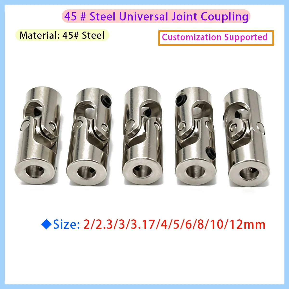 2/2.3/3.37/4/5/6/8/10/12mm Universal Joint Coupling RC Ship Axle Coupling Metal Universal Joint Motor Connector
