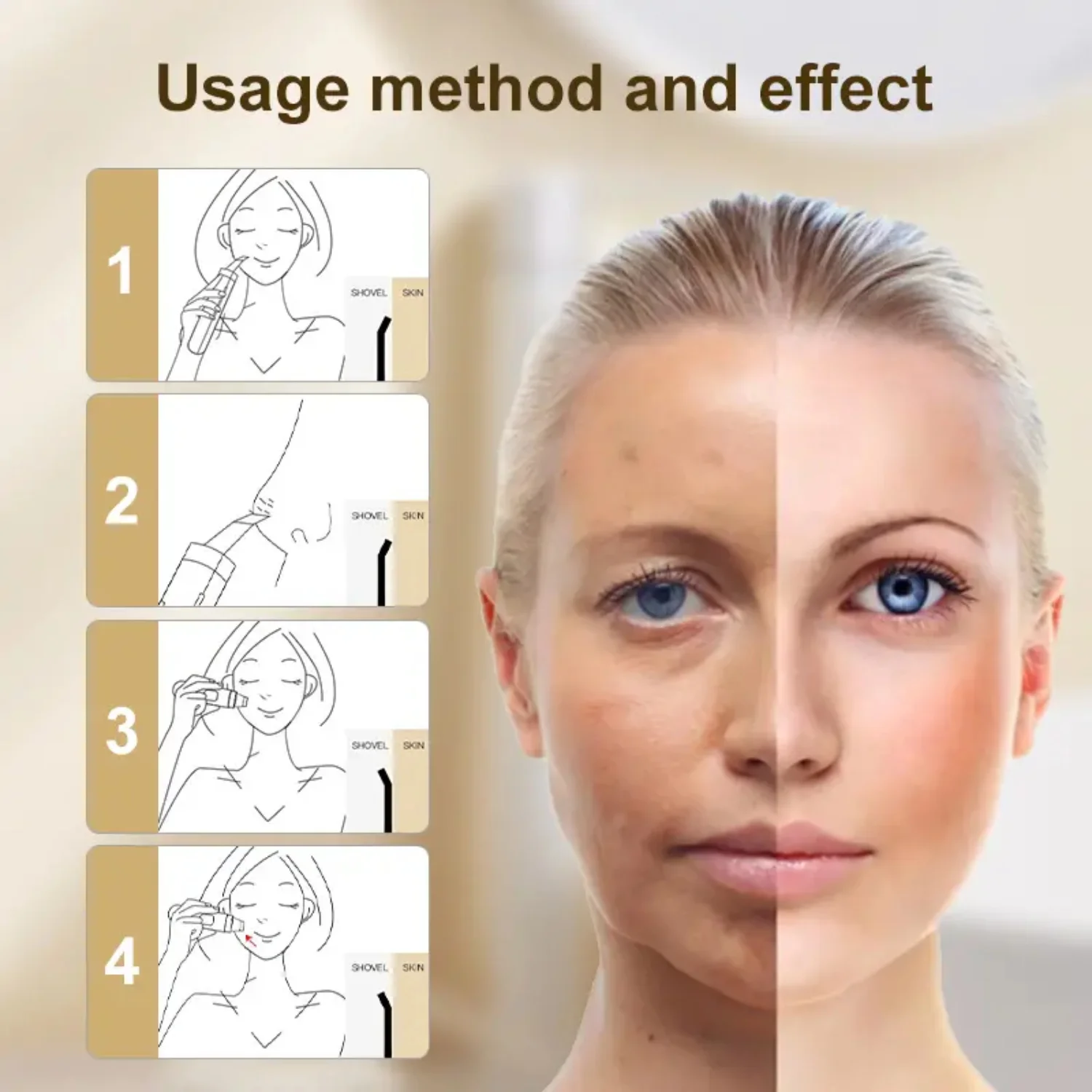 1 Pack, Facial Ultrasonic Cleansing Massager Facial Cleansing Blackheads Skin Care Beauty Equipment Exfoliating Brush Scraper Vi