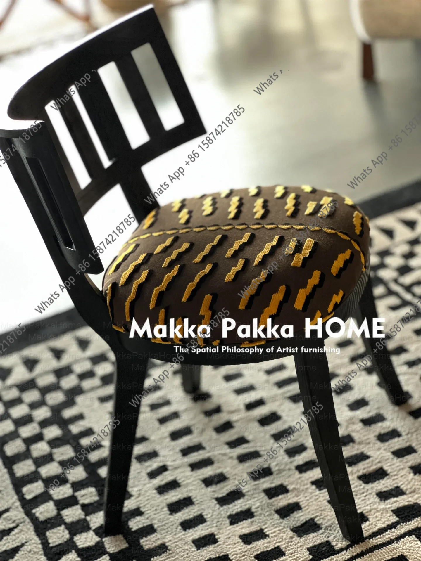 French Vintage Style Designer Solid Wood High Back Dining Chair Home Retro Light Luxury Makeup Chair Casual Single Chair X