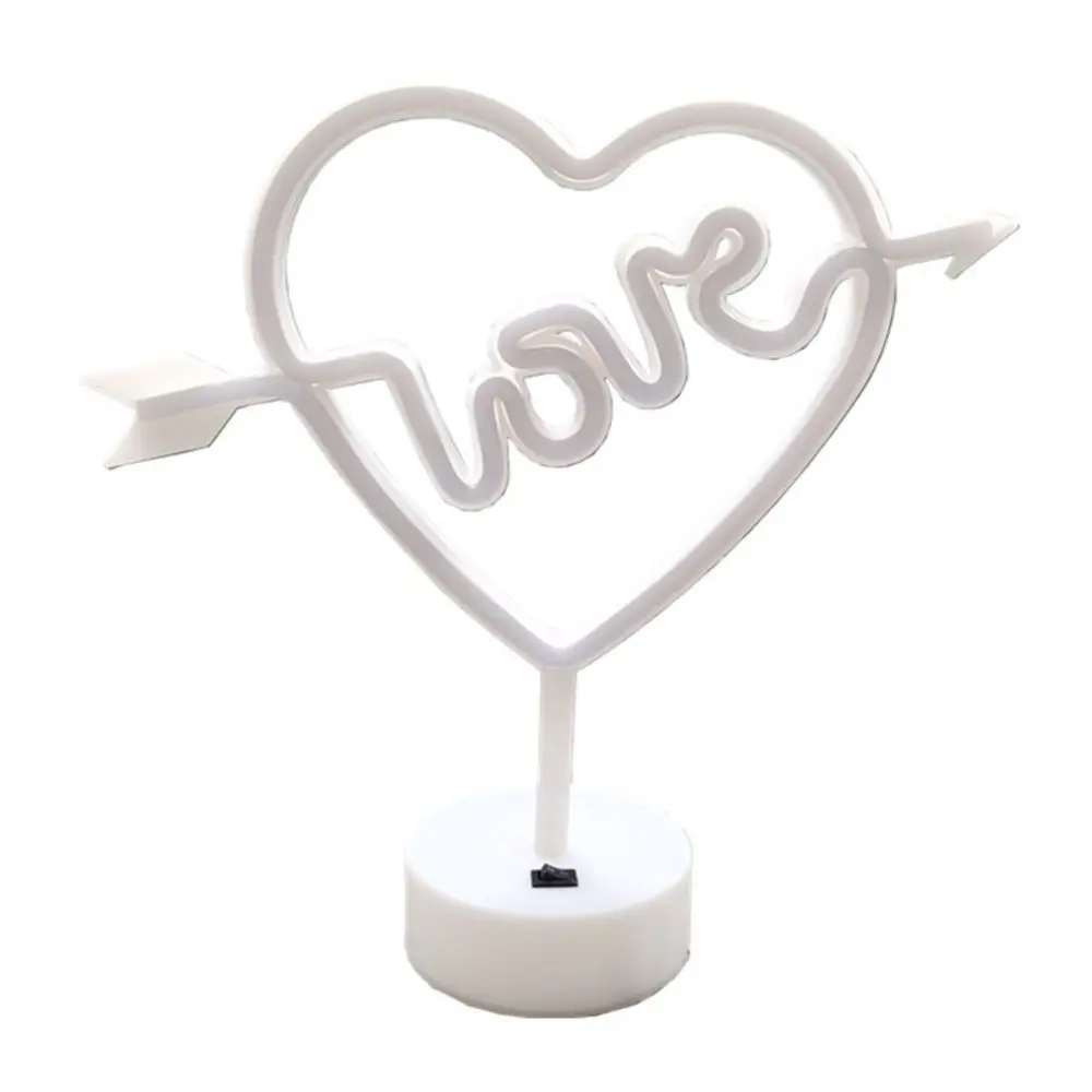 

Неоновый свет в форме сердца, без мерцания, питание от батареи или USB, настольный окружающий свет, розовый/теплый белый, креативные декоративные светильники