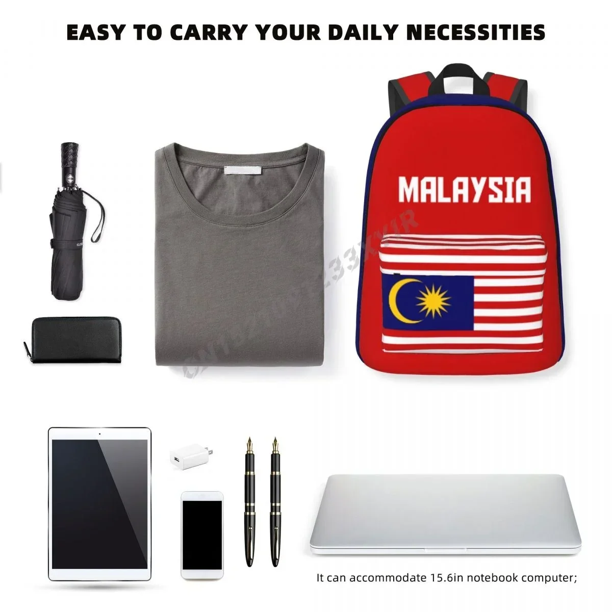 Custom Bag Unisex Backpack Malaysia Flag Malaysian Stitch Schoolbag Messenger Bag Case Laptop Travel Bag Mochila Gift