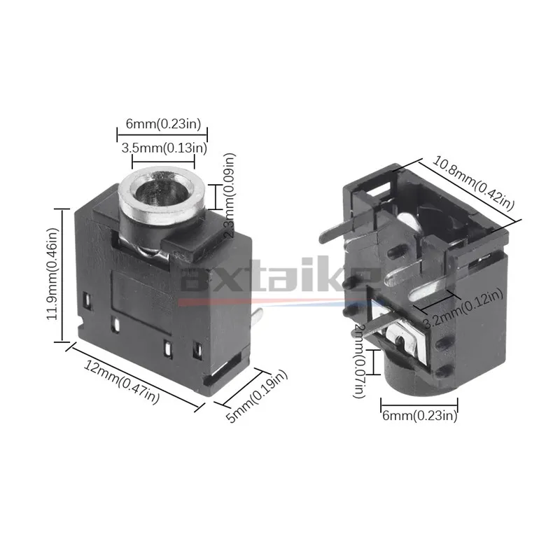 10PCS 3.5mm 5Pin Stereo Jack Socket Audio Jack Female Connector PCB 3F07 PJ-307C PJ307 Headphone Jack Black Green Pink