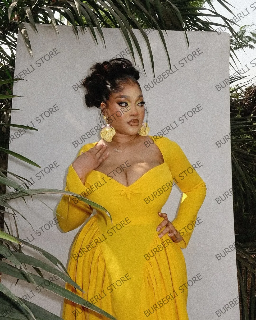 ファッションドレープサテンミニ女性パーティードレスフルスリーブふわふわフリル Brithday パーティードレス女性ウエディングドレス