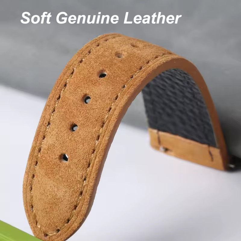 18mm 19mm 20mm 22mm Vintage Suede Cowhide Watch Strap Handmade Watch Band Gray Brown Green Quick Release Bracelet for Men Women - Image 2