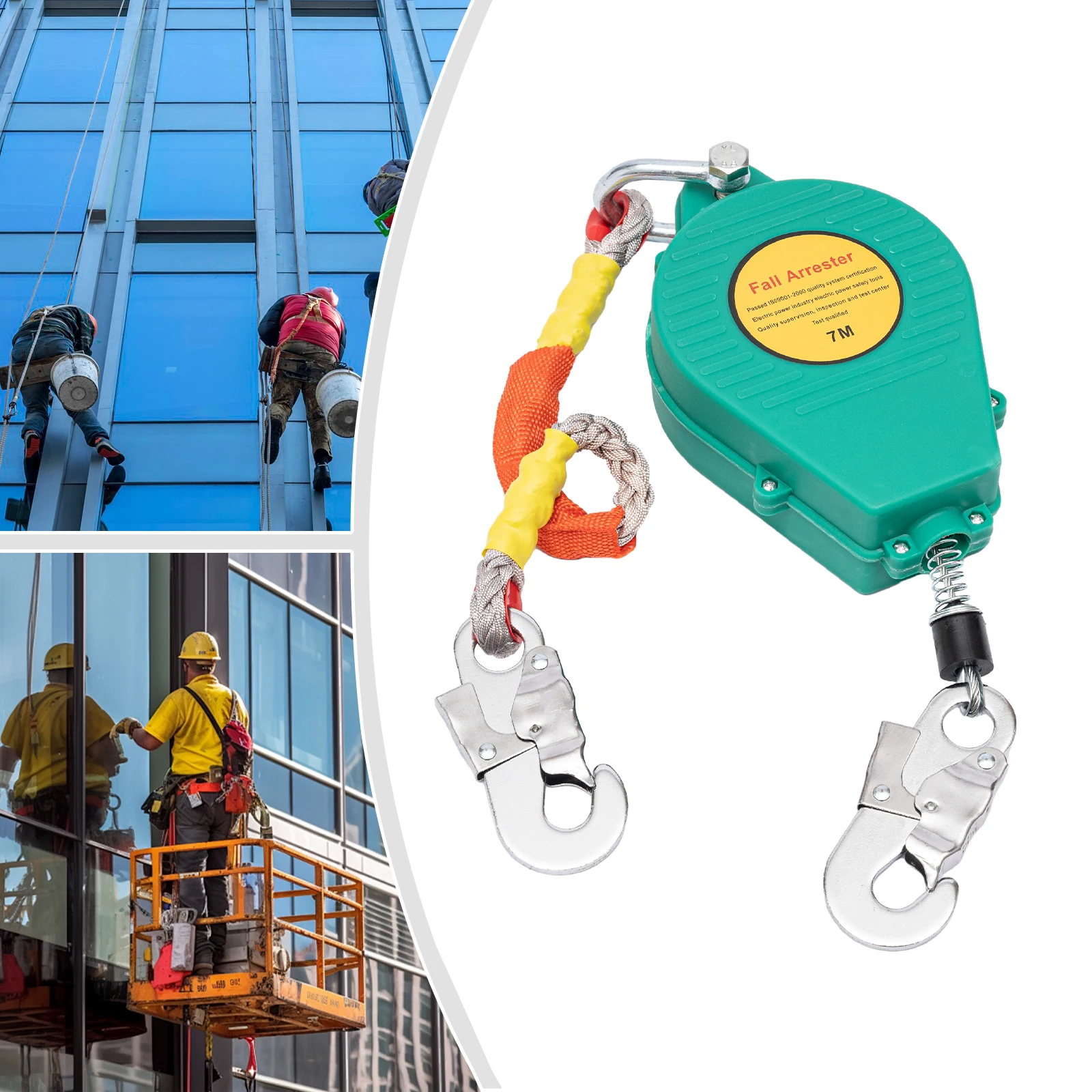 330 Pound Retractable Lanyard For Fall Protection, Safety Wire Rope And Alloy Steel Self-Locking Hook For Fall Protection