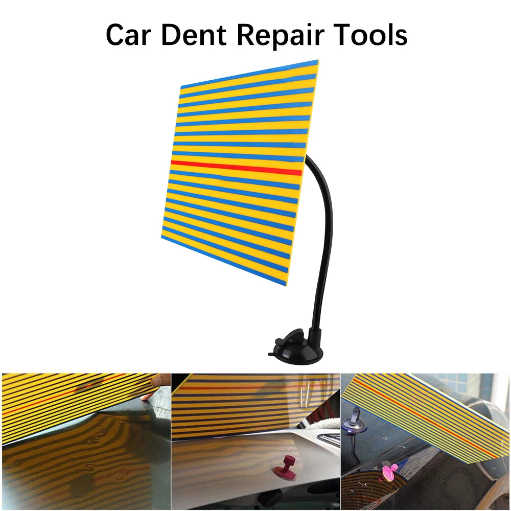 Checking Reflector Line Board Paintless and USB Car Depression Assist Repair Dent Repair Removal Tool with LED Light