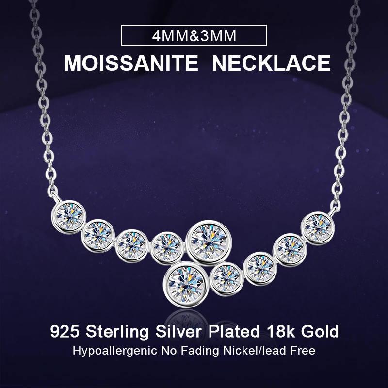 

IOGOU D1.40CT Round Moissanite Irregular Bubble Necklace for Women Engagement Fine Jewelry Real Silver Chain 925 Charm Choker