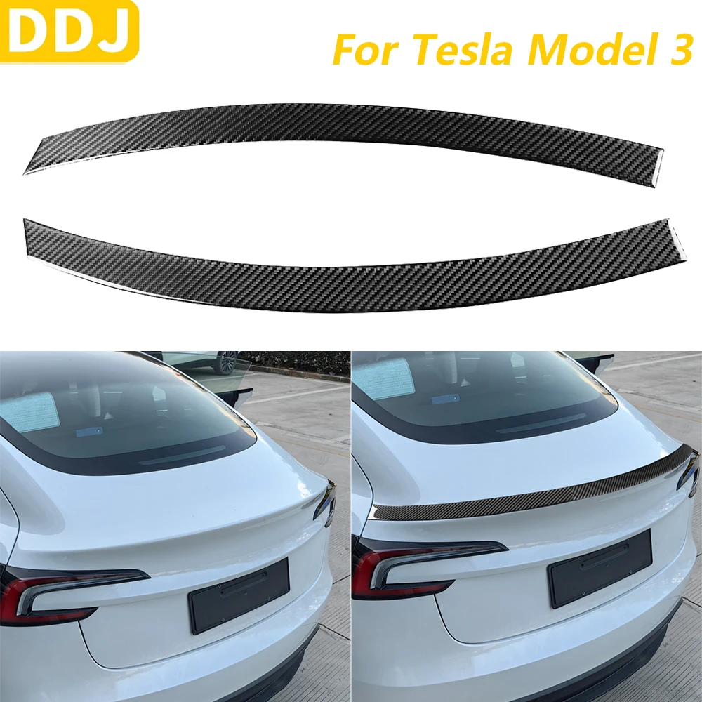

For Tesla Model 3 Highland 2023-2025 Carbon Fiber Rear Tailgate Wing Spoiler Panel Trim Cover Car Accessories Decoration Sticker
