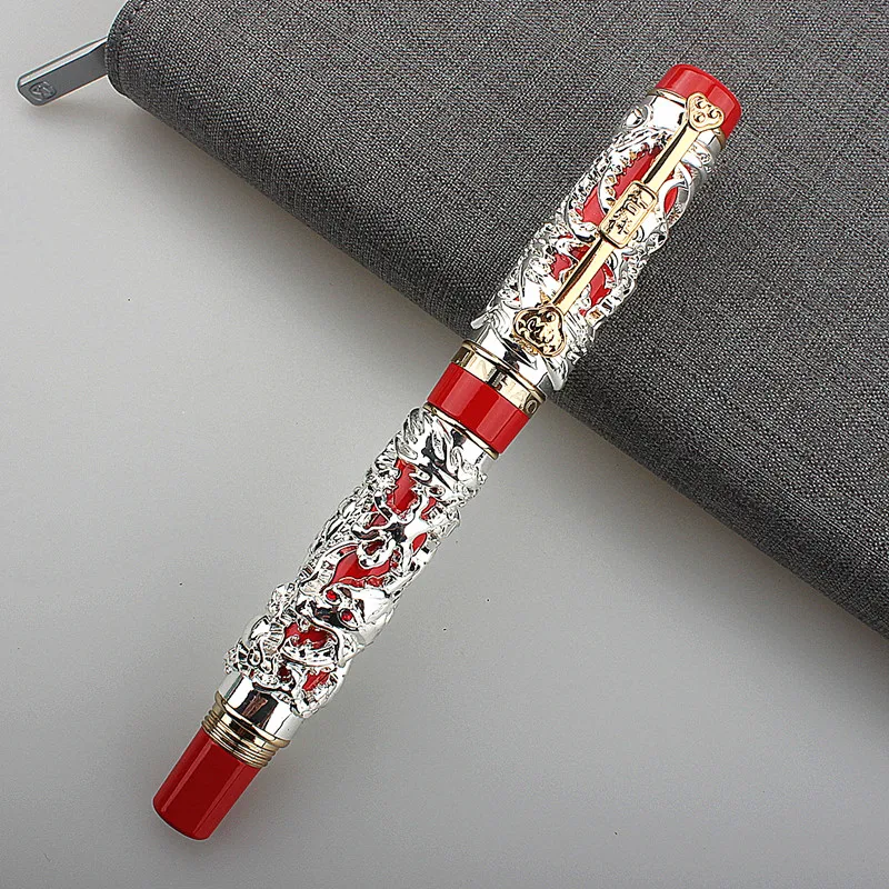 

JINHAO Luxury Pen Dragon and Phoenix Fountain Pen Iridium M Nib 0.7mm Metal Ink Pen Office Business Writing Pen Caneta