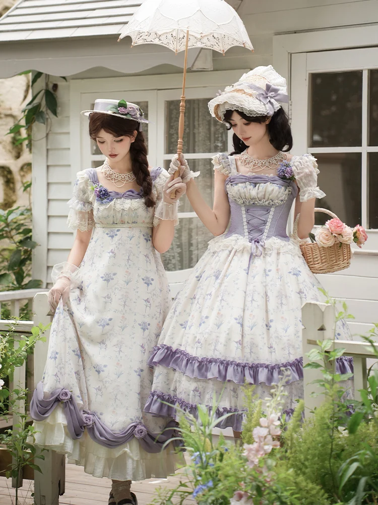 

With Puji Original Sweet Lolita Girl Op Dress Fake Two Piece Jsk Twin Lo Dress Summer Qing New Loli Tea Party Dress