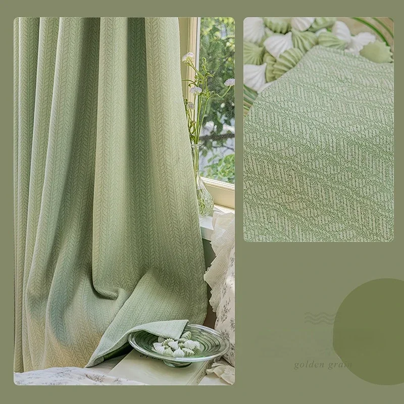 

Japanese Style Solid Color Wheat Grain Shading Curtains for Living Dining Room Bedroom Garden Thickened Balcony Homestay Study