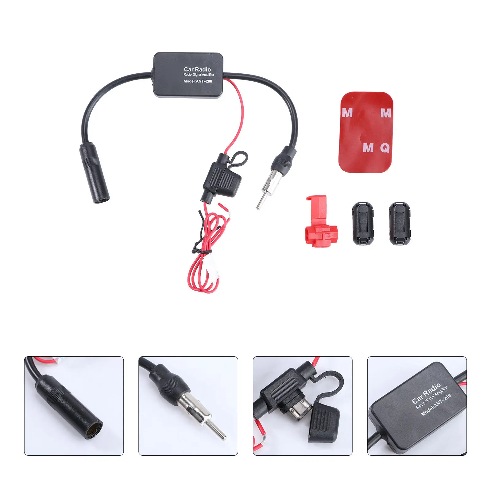 Car Antenna Amplifier Black Signal Booster High Performance Plug-in Insurance Long Life Fm Signal