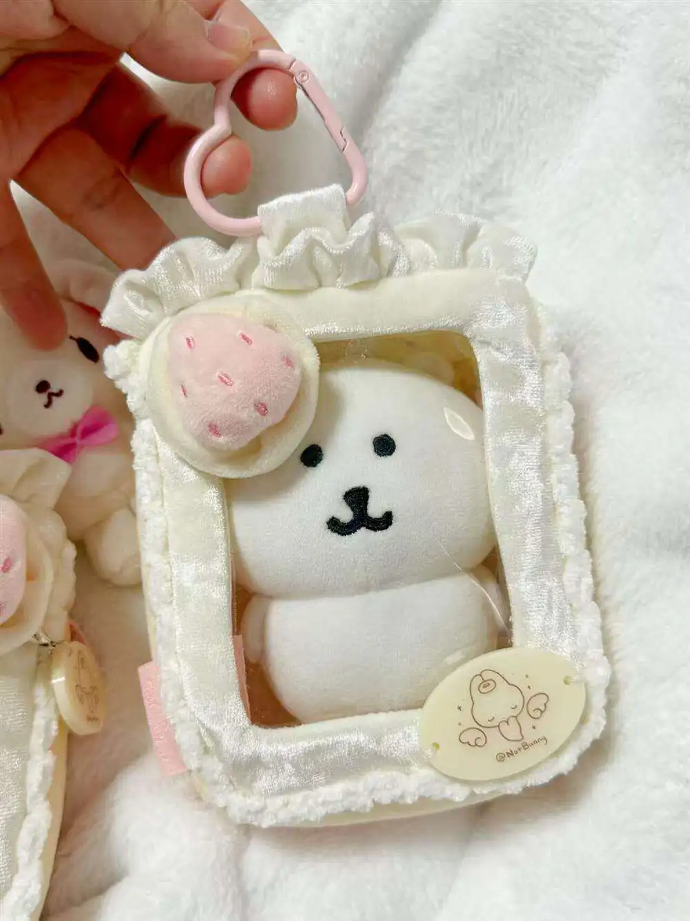 Sweet White Strawberry Cake 10cm Doll Plush Doll Doll Cute Storage Bag Handbag Girl Heart Baby Bag Pendant for Women
