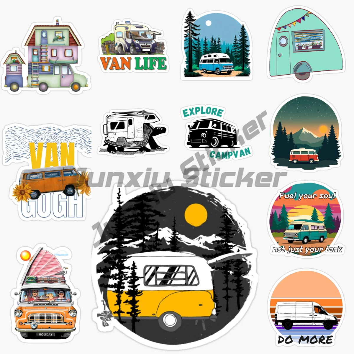 

Van Life CAMP MORE Camper Van Car Stickers Fashion Diy Hip Hop Waterproof VAN RV Graffiti Sticker Vinyl Self-adhesive Stickers
