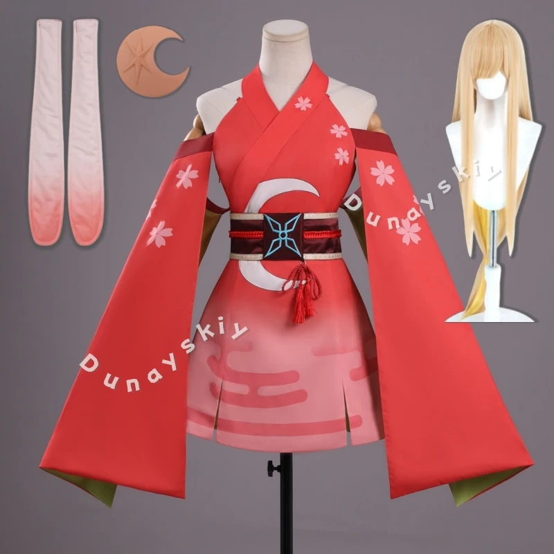 

Новый стиль: Костюм для косплея Кагуи, парик, уши, кимоно, сценический наряд для женщин, для фестивалей, карнавалов, аниме, Космическая принцесса Кагуя! ‌