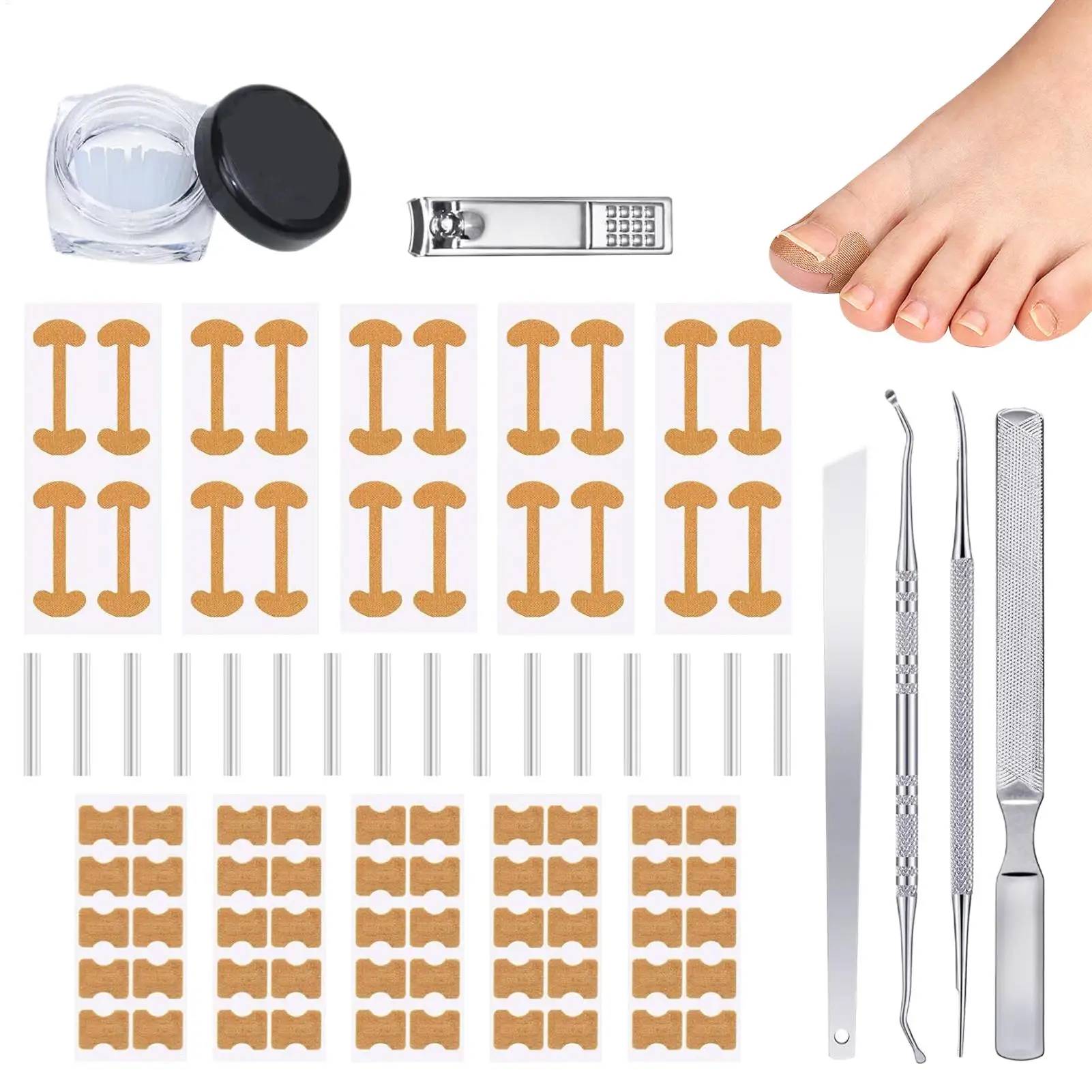 مجموعة أدوات أظافر نام نام تصحيح أظافر القدم التصحيح ملصقات مصحح باديكير أداة نام تو علاج الأظافر العناية بالقدم