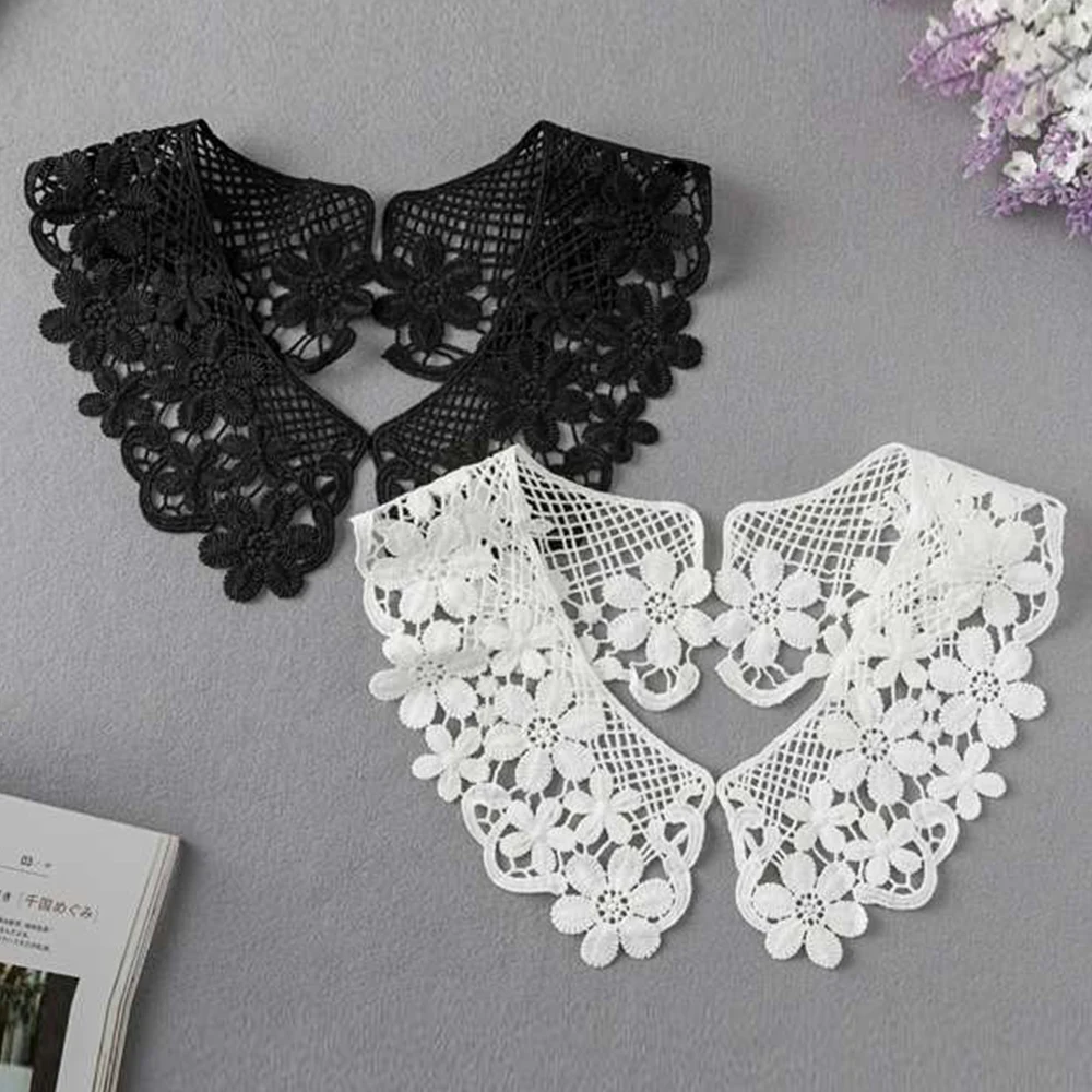 Detachable Fake Collar Lace Fabric Embroidered Flower False Collar Neckline Ladies Shawl Wrap Removable Clothes Accessories