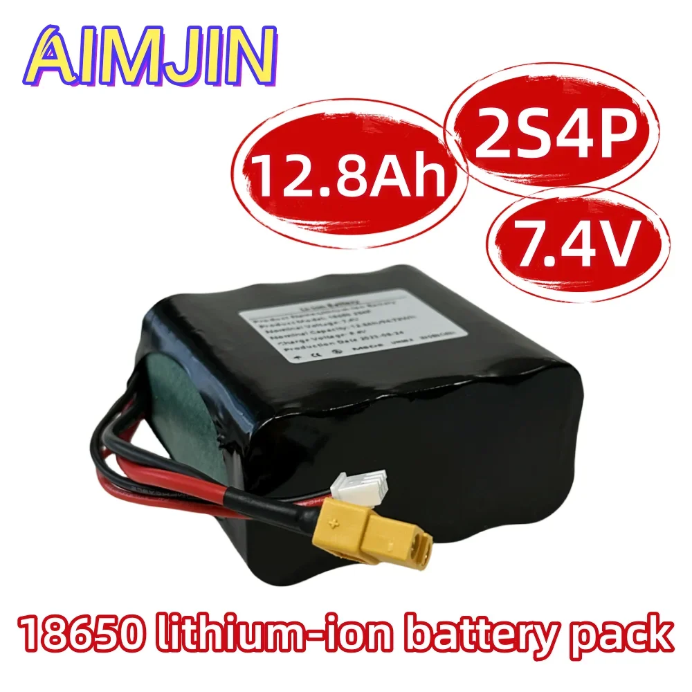 

18650 2S4P 7.4V 12800mAh Lithium Ion Battery Pack，XT60 XH2.54-3P Plug，Suitable for various drone quadcopters