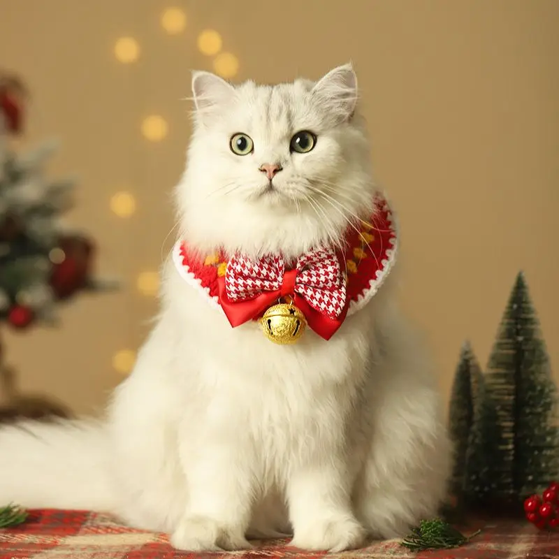 Cat Christmas Sweater Collar, Pet Scarf, Cute Dog Winter Scarf, New Year Cat Dog Clothes