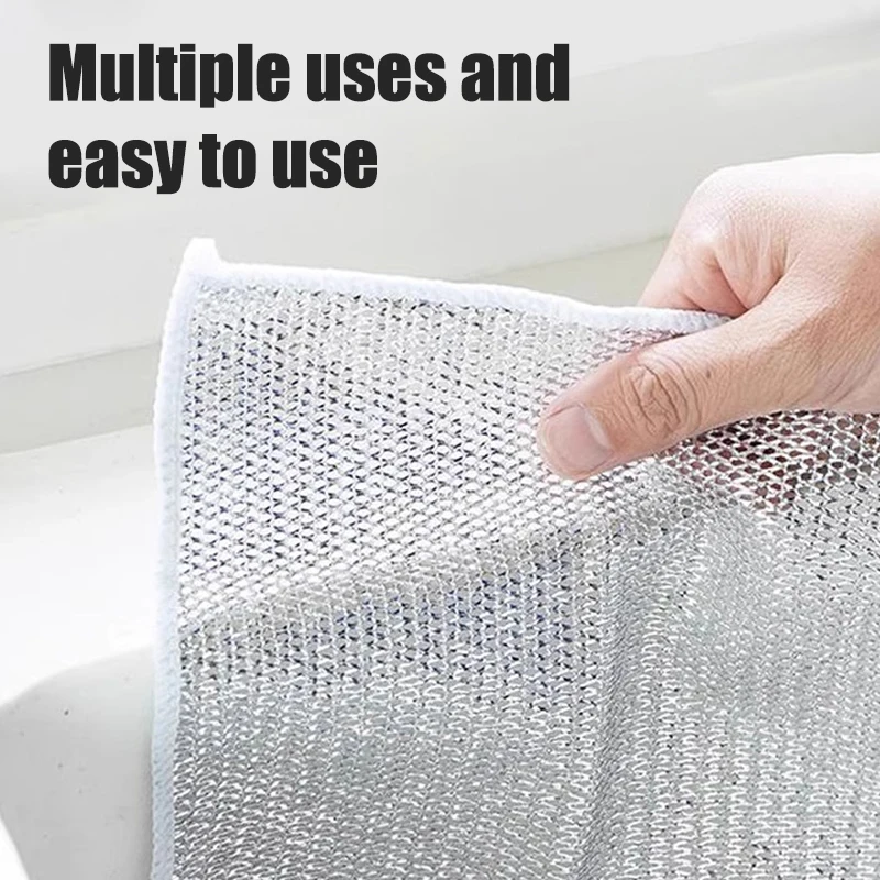 Silver Cleaning Cloth Magic Dish Towel Reusable Non Stick Oil Dishcloth Pot Strong Rust Removal Replace Steel Wire Balls Rag